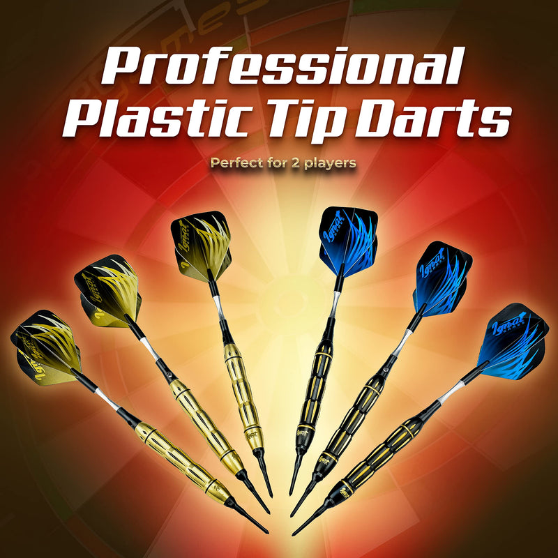 IgnatGames Plastic Tip Darts Set - Soft Tip Darts for Electronic Dart Board - Aluminum Shafts with O'rings, Extra Tips and Extra Flights + Dart Wrench + Innovative Case 22g Colossus Kraken - BeesActive Australia
