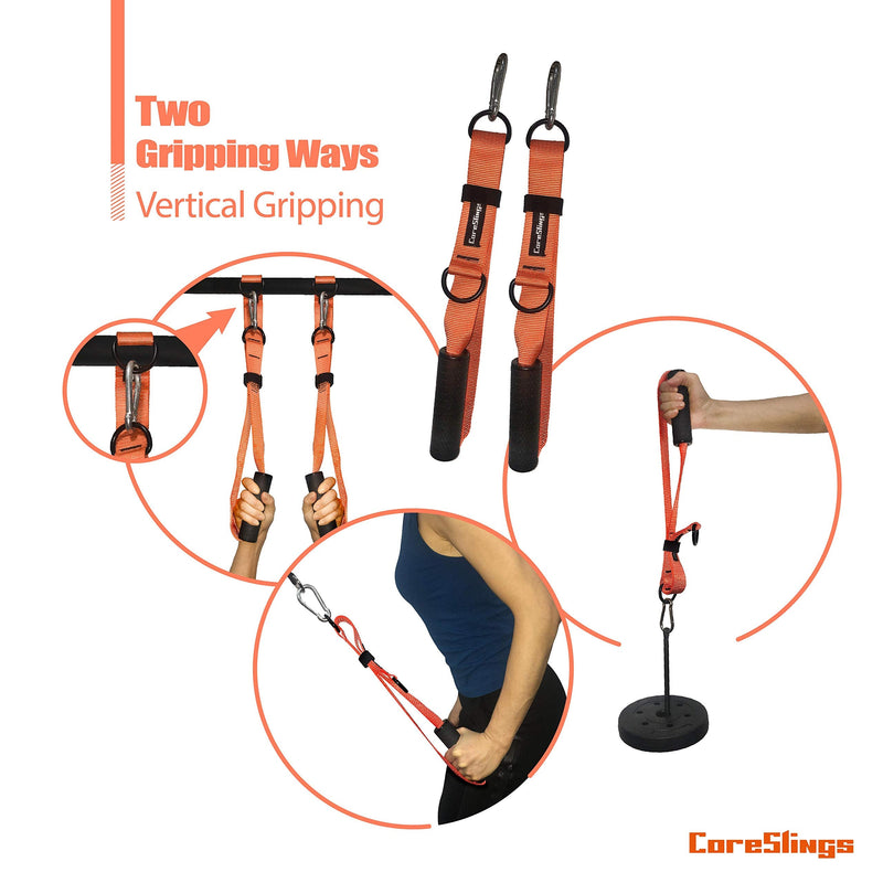 CoreSlings Cable Exercise Handles with Finger Straps for gripping Forearm Strength Training, Workout Handles Cable attachments for Gym, Resistance Bands Handles. Orange - BeesActive Australia