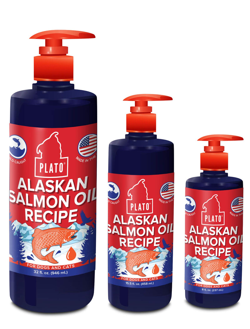 PLATO Wild Alaskan Salmon Oil Kibble Topper - Boost Dog Food with Omega 3 & 6 Fatty Acids - For Healthy Skin & Coat 15.5 ounces - BeesActive Australia