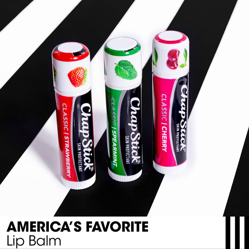 Chapstick Classic Spearmint, Cherry and Strawberry Lip Balm Tubes Variety Pack Non-tinted, Cherry/Strawberry/Spearmint, 0.15 Ounce (Pack of 3) - BeesActive Australia