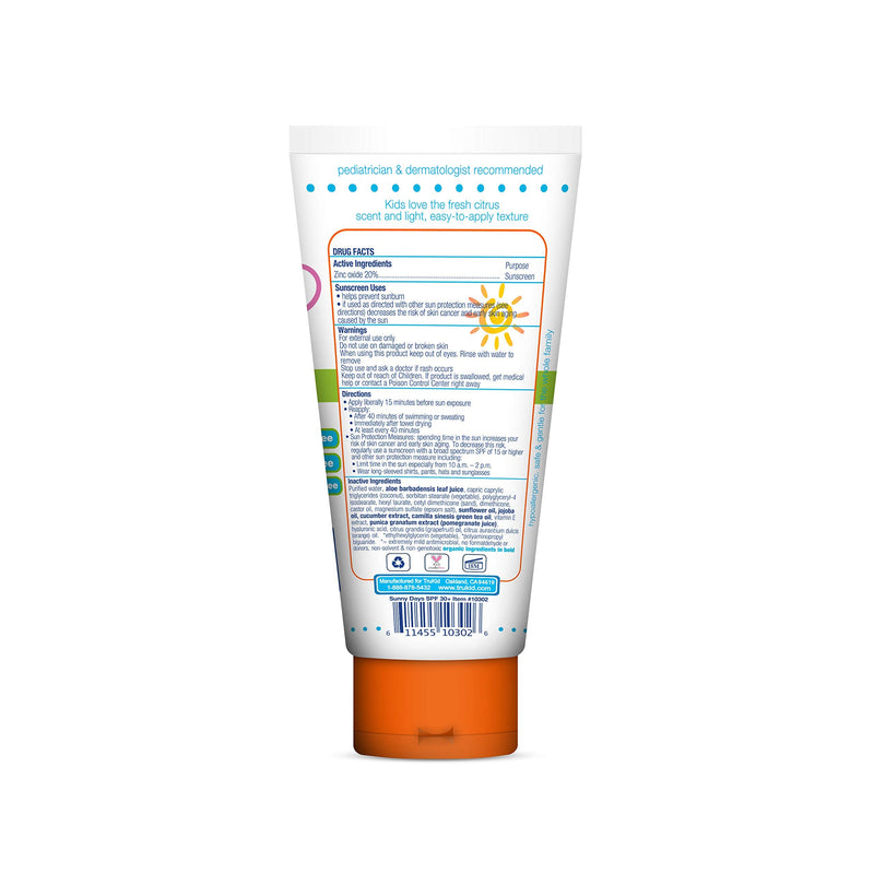 TruKid Sunny Days Daily SPF 30 UVA/UVB Protection Sunscreen for Baby, Mineral Based Sun Body and Face Cream for Sensitive Skin, Citrus Scent, All Natural Ingredients (3.4 fl oz) - BeesActive Australia