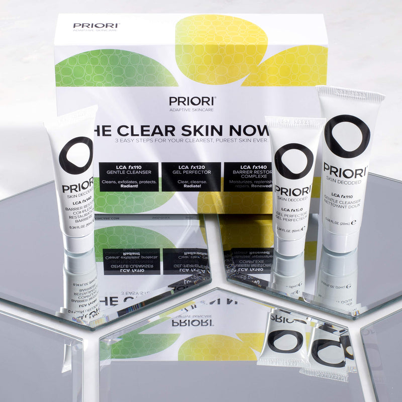 Priori Skincare Clear Skin Now Kit 3-Piece Travel Size Set for Teens, Women and Men, Face Cleanser, Pore Refiner and Oil-Free Antioxidant Moisturizer, Great for Beauty Gifts, Trials & Travel Sets - BeesActive Australia