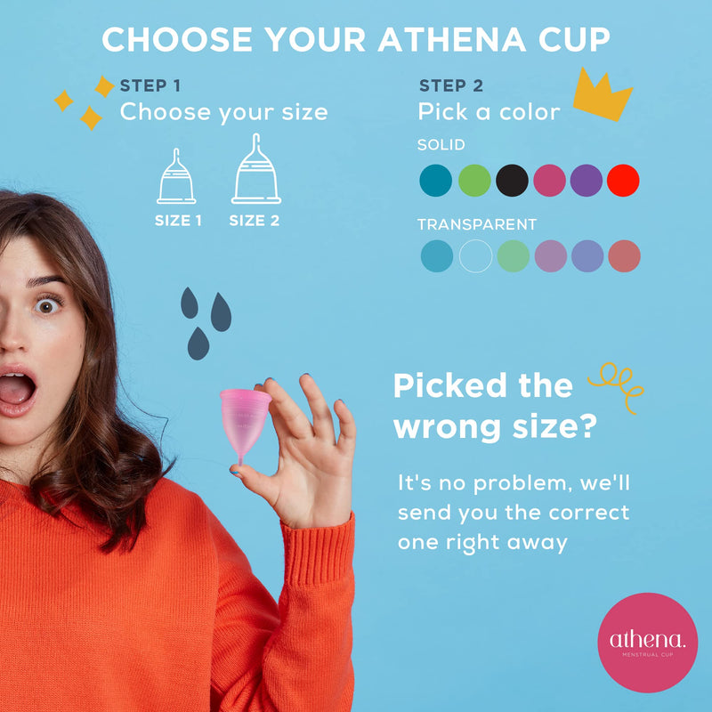 Athena Menstrual Cup One-Pack, Period Cups for Regular to Heavy Flow (Size 2 Large) - Soft Reusable Menstruation Cup - BPA Free Feminine Silicone Cup - Easy to Use and Clean Tampon and Pad Alternative (Transparent Pink) L (Pack of 1) Transparent Pink - BeesActive Australia