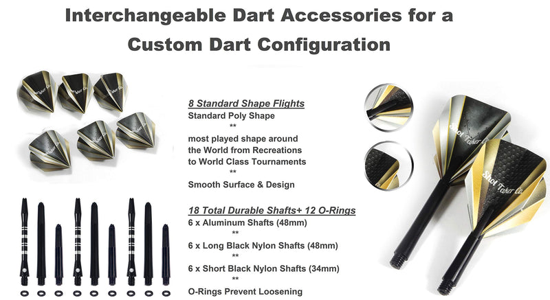 [AUSTRALIA] - SHOT TAKER CO. EST. 2017 Soft Tip Darts Set D- Professional Darts with Customizable Configuration, Aluminum and Plastic Shafts, O-Rings, Flights, Dart Tool, 50 pc Extra 2BA Tips, Gift Case 