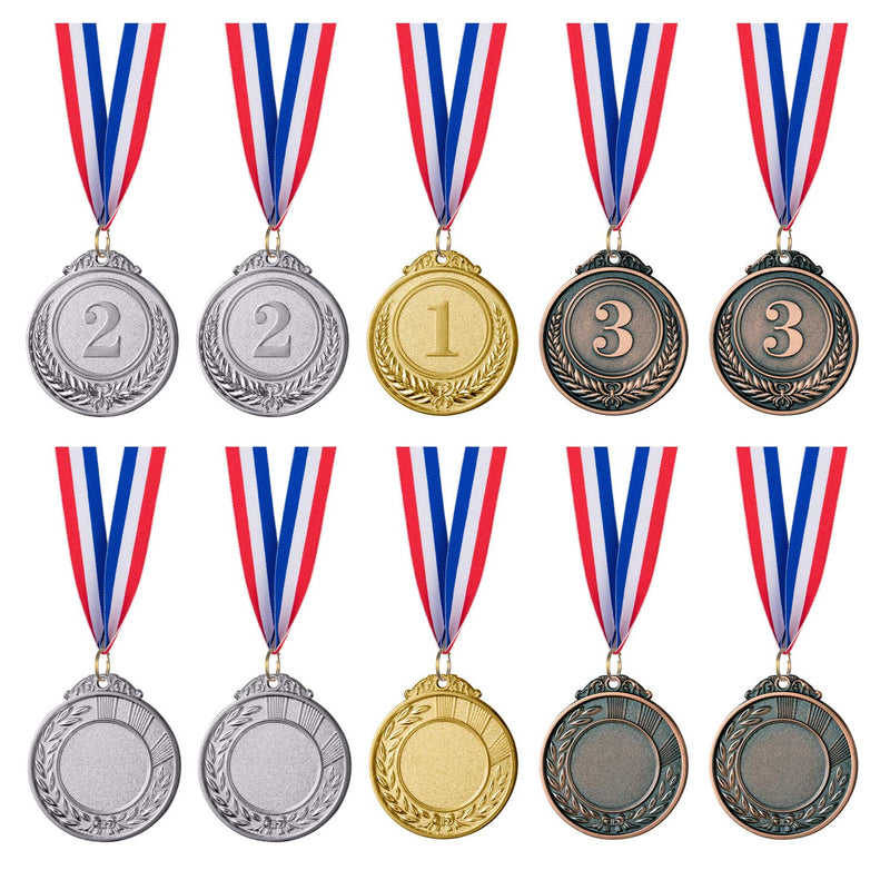 Favide 12 Pieces Gold Silver Bronze Award Medals-Winner Medals Gold Silver Bronze Prizes for Competitions, Party,Olympic Style, 2 Inches - BeesActive Australia