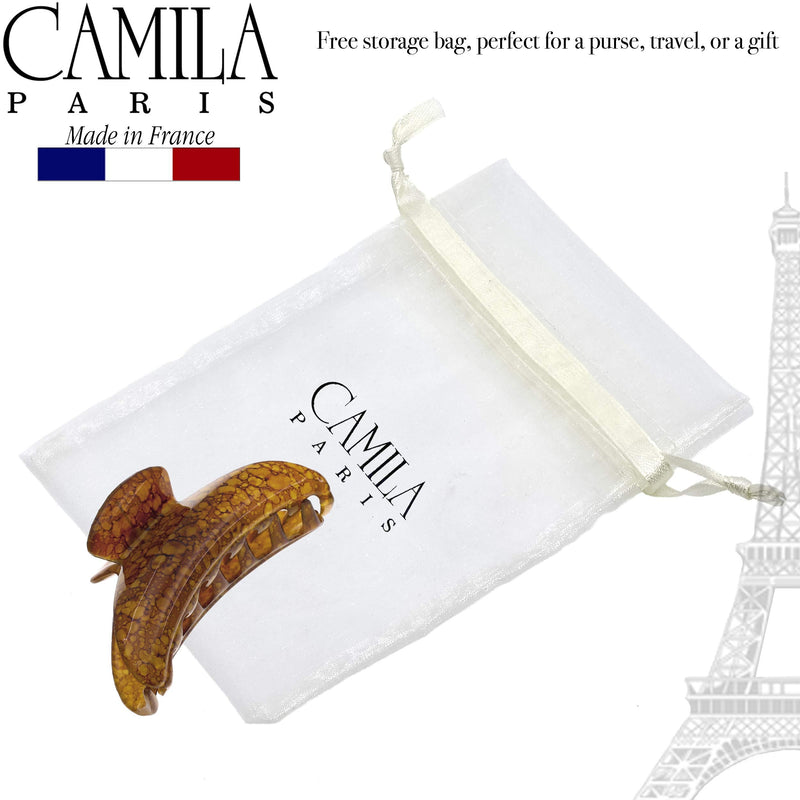 Camila Paris MP925 French Hair Clip for Women Thick Hair for Long Curly Wavy Hair, Girls Hair Claw Clips Jaw, Durable Styling Big Claw Clip for Thick Hair, Strong Hold No Slip Grip, Made in France Granite 4" - BeesActive Australia