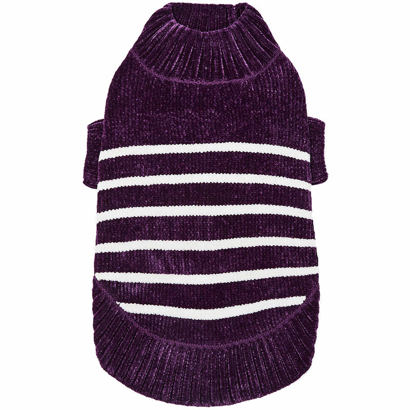 Blueberry Pet 7 Colors Cozy Soft Chenille Classy Striped Dog Sweaters 14 inch (Pack of 1) Dark Plum - BeesActive Australia