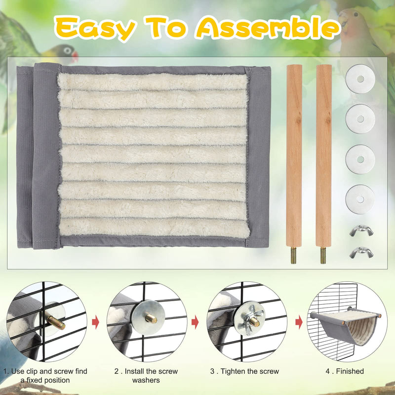 BWOGUE Winter Warm Bird Nest Bed Hanging Hammock Snuggle Hut Parrot House Tent Toy Bird Cage Perch for Parakeet Budgies Cockatiels Lovebird Cockatoo Finch Hamster Chinchilla Guinea Pig Grey - BeesActive Australia