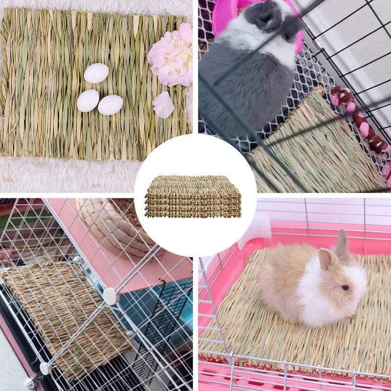 WUHOSTAM 4 Pack Grass Mat for Rabbits Natural Hay Woven Bed Mat for Sleeping, Chewing, Nesting, Play Toy Mats for Guinea Pig Parrot Rabbit Bunny Hamster Rat 11.8 x 15.7 Inche-Straw - BeesActive Australia