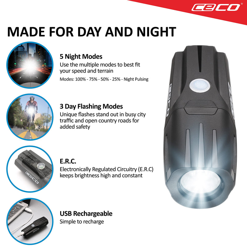 CECO-USA: 1,000 Lumen USB Rechargeable Bike Light  Tough & Durable IP67 Waterproof & FL-1 Impact Resistant Super Bright Model F1000 Bicycle Headlight  For Commuters, Road Cyclists & Mountain Bikers - BeesActive Australia