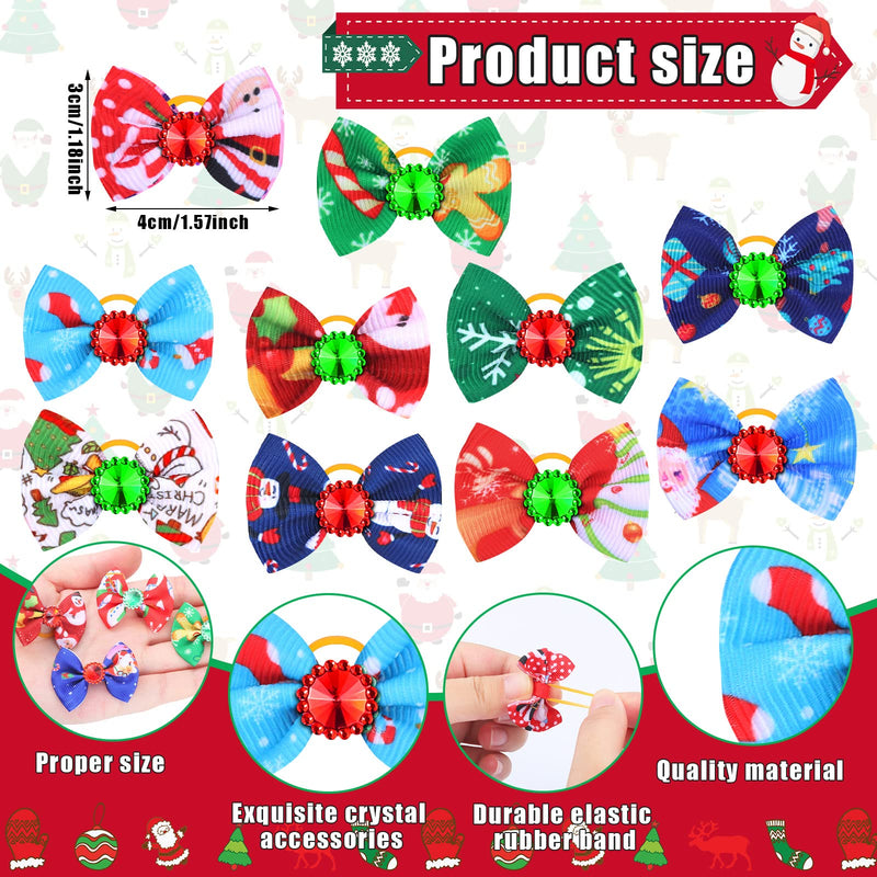 160 Pcs Christmas Dog Hair Bows Christmas Dog Topknot Bows with Rubber Bands Rhinestone Dog Grooming Bows with Santa Snowman Puppy Hair Bows Ties Dog Hair Accessories Bowknot Santa Snowman Style - BeesActive Australia
