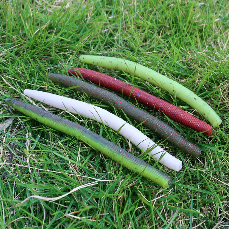 [AUSTRALIA] - XFISHMAN Senko Worms Bass Fishing Lure Kit 30 pk Wacky Rig Worms Soft Plastic Stick Baits 4" 5" inch Senko Worms (4in, 5 colors,30pcs) 