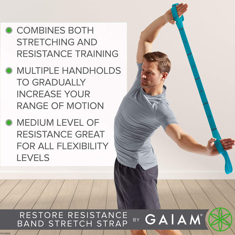 Gaiam Restore Stretch Band Strap - Elastic Stretching Strap with Loops for Medium Resistance Stretch Assist on Leg, Hamstring, Exercise/Fitness/Workout, Physical Therapy - BeesActive Australia