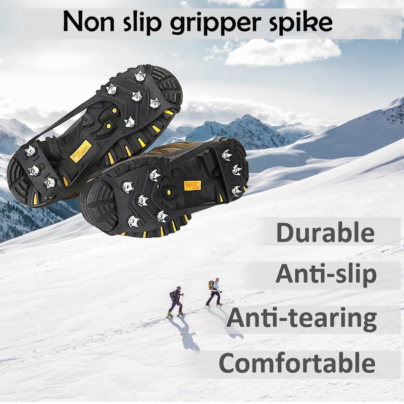 Alovexiong M/L Size 2 Pairs of Anti-Slip Snow Ice Cleats 8 Steel Studs Anti Slip Ice Snow Grips Crampons Outdoor Adventure Walk Hiking Shoes Traction Cleats, Anti-Slip Gear for Wet Mud, Ice and Snow Large - BeesActive Australia