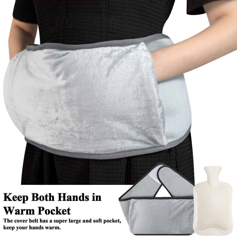Hot Water Bottle Belt, 2L Large Hot Water Bottle with Waist Belt Long Cover for Women, Natural Rubber Hot Water Bag with Soft Faux Fleece Cover for Period Pain, Back Pain, Shoulders, Pain Relief Hot Water Bottle with Belt Cover - BeesActive Australia