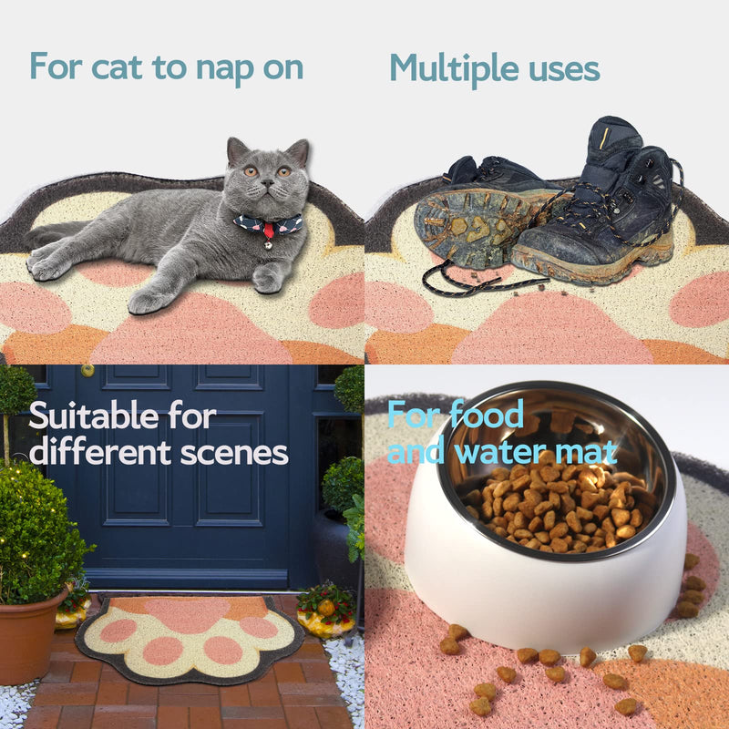 Rarenut Cat Litter Mat Trap, Pet Food Catching Placemat, Super Cute Easy to Clean 24"×16" Large Durable for Cats and Dogs Black catpaw - BeesActive Australia