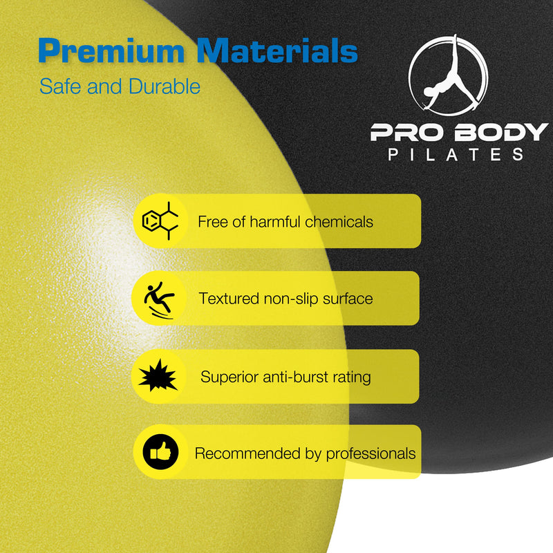 ProBody Pilates Mini Exercise Ball - 9 Inch Small Bender Ball for Stability, Barre, Pilates, Yoga, Balance, Core Training, Stretching and Physical Therapy with Workout Guide yellow - BeesActive Australia
