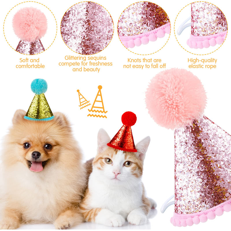 4 Pieces Dog Birthday Hat for Pets Christmas Party Decoration Accessories Pet Headband Hats Charms Grooming Accessories (Red, Pink, Gold, Blue,Fresh Style) - BeesActive Australia