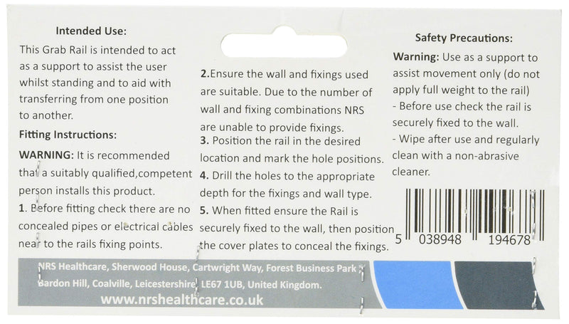NRS Healthcare F19467 Plastic Fluted Grab Rail, White, 30 cm (12-inch) 30 cm (12-inch) - BeesActive Australia