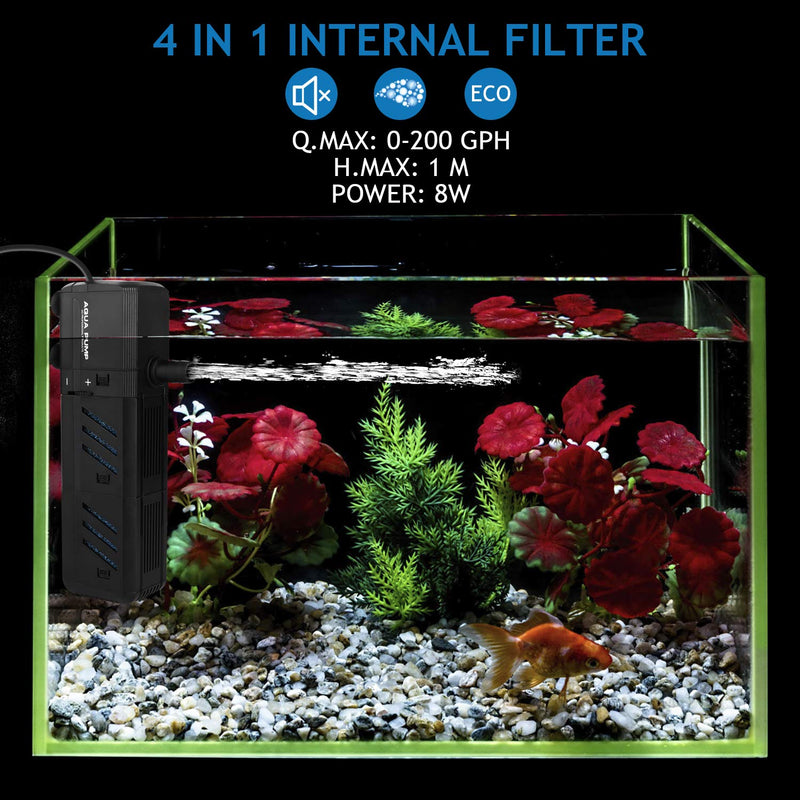 NO.17 Submersible Aquarium Internal Filter, Adjustable Fish Tank Filter with Water Pump for Fish Tank 200GPH, 8W - BeesActive Australia