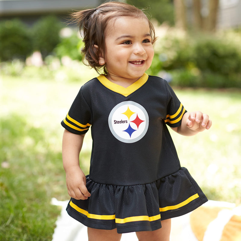 Gerber Girls' NFL Team Jersey Dress and Diaper Cover Pittsburgh Steelers 18 Months Team Color - BeesActive Australia