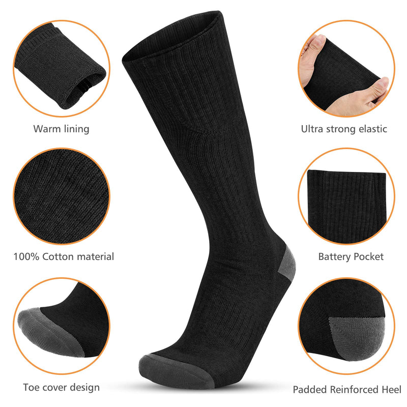 Heated Socks for Men/Women - Upgraded Rechargeable Electric Socks with Large Capacity Battery for 10 Hours Heating time Black - BeesActive Australia