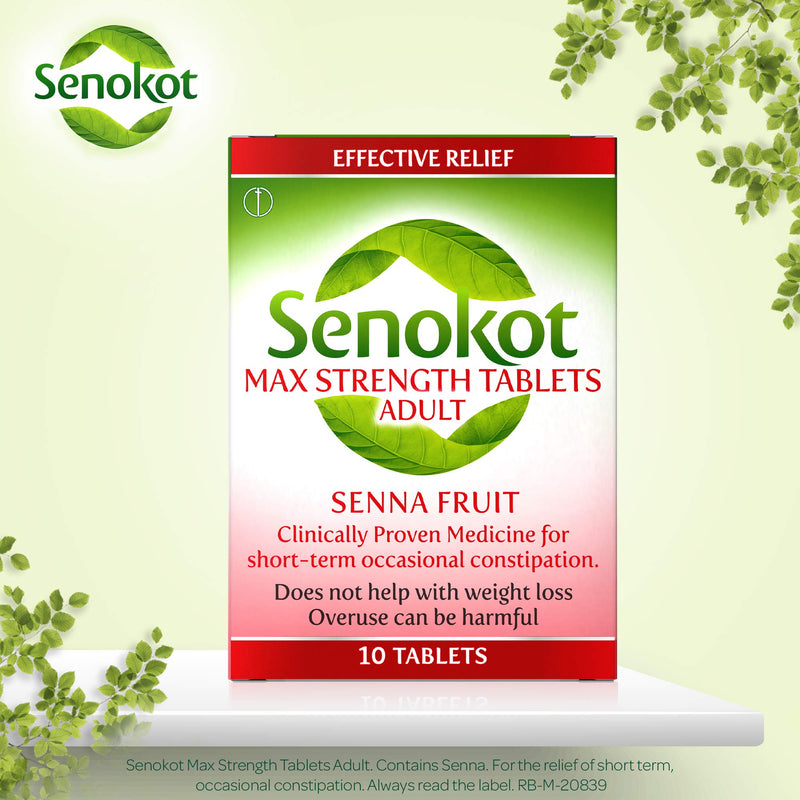 Senokot Max Strength Natural Senna Overnight Relief from Occasional Constipation, Laxative Tablets, Pack of 10 - BeesActive Australia