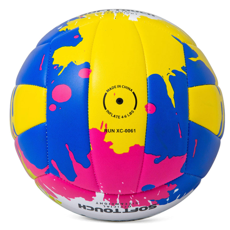 Beach Volleyball Official Size 5 - Runleaps Soft Waterproof Volleyball Sand Sports PU Ball for Indoor, Outdoor, Pool, Gym, Training Blue/Pink/Yellow - BeesActive Australia