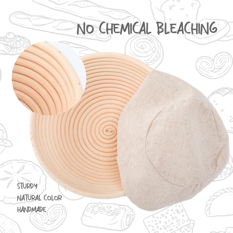 DOYOLLA Bread Proofing Baskets Set of 2 8.5 inch Round Dough Proofing Bowls w/Liners Perfect for Home Sourdough Bakers Baking - BeesActive Australia