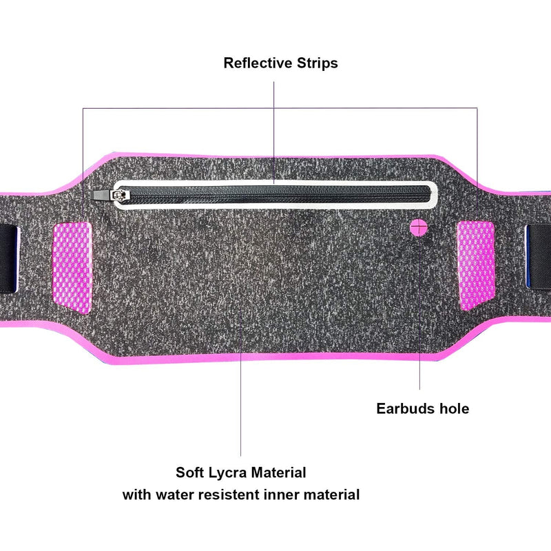 ANJ Outdoors Super Slim Water Resistant Money Belt, Running Belt for Women and Men, Expandable Phone Belt to Hold Cell Phones, Cards, and Money. Ideal Waist Bag Waist Pack for Travel, Sports and Yoga Pink - BeesActive Australia