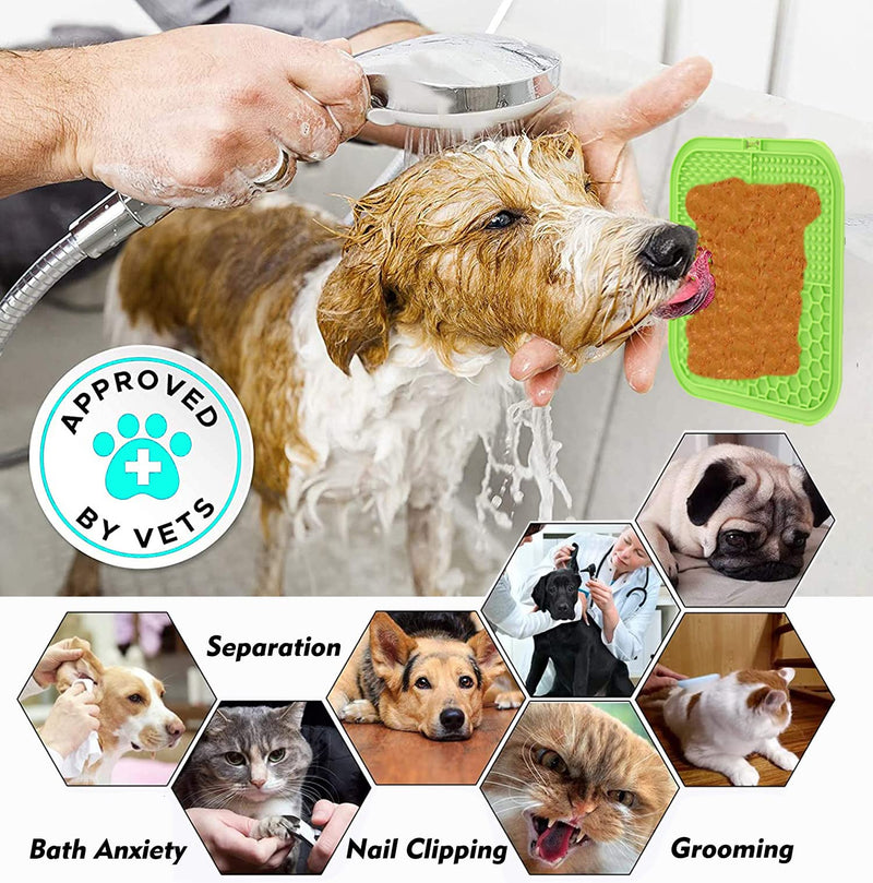 XIGOU Dog Lick Pad, 2-Pack Large Licking Mat for Dogs, Dog Slow Feeder Dog Licking Mat with Suction Cups. Boredom & Anxiety Reducer, Perfect for Food, Treats, Yogurt, or Peanut Butter. Blue & Green - BeesActive Australia