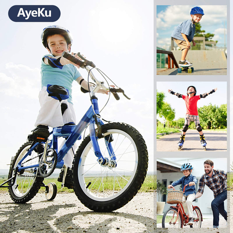 Kids Bike Helmet Skateboard Helmet 5-14 Years Sports Protective Gear Set Adjustable Youth Helmet Knee Elbow Pads Wrist Guards for Cycling Scooter Rollerblading CPSC Certified blue star S? 5-8 years/19.5-22 IN ) - BeesActive Australia