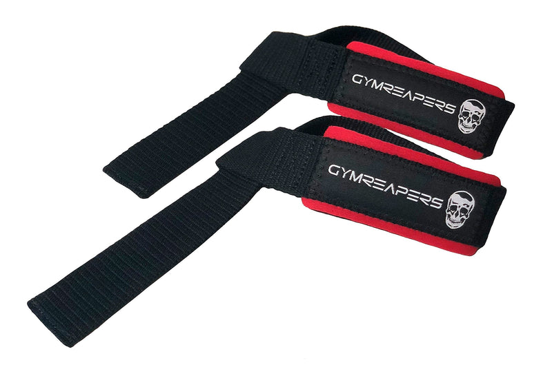 Gymreapers Lifting Wrist Straps for Weightlifting, Bodybuilding, Powerlifting, Strength Training, Deadlifts - Padded Neoprene with 18 inch Cotton Black/Red - BeesActive Australia