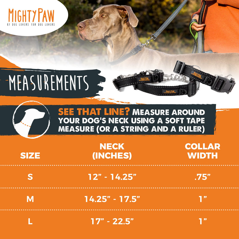 Mighty Paw Martingale Collar, Training Dog Collar, Limited Cinch Chain Pet Gear for No Pull Leash Walking Large Black - BeesActive Australia