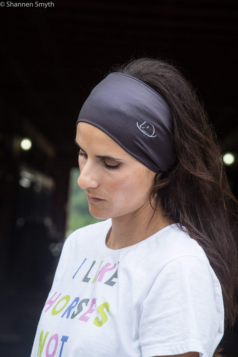 Equestrian Headbands for Women, Under Riding Helmet Bands, Sportswear Wide Hair Wrap Suitable for Use with Bike Helmets, Yoga & Hiking 2 Pack Black - BeesActive Australia