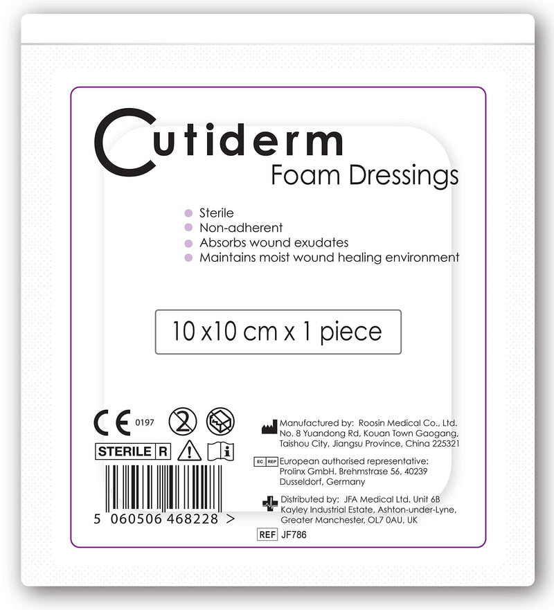 Cutiderm Foam Non-Adhesive Sterile Wound Dressing 10cm x 10cm - Pack of 10 Dressings 10 Count (Pack of 1) - BeesActive Australia