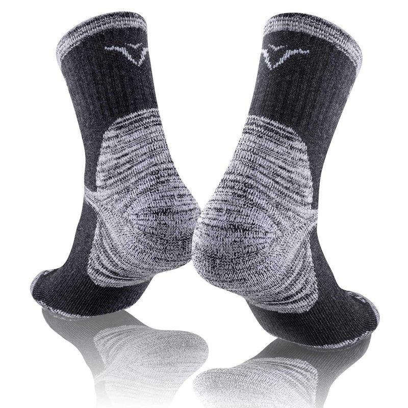 Men's Hiking Walking Socks, FEIDEER Multi-pack Wicking Cushioned Outdoor Recreation Crew Socks Dark Black/Gray/Dark Gray 10-13 - BeesActive Australia