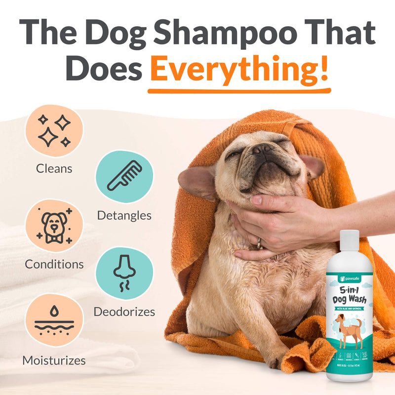 PawSafe Dog Shampoo and Conditioner - 5-in-1 Dog Wash with Moisturizing Aloe and Oatmeal for Dry, Sensitive and Itchy Skin. Helps with Shedding, Dandruff, Allergies and Odor Control - BeesActive Australia