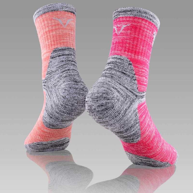Hiking Walking Socks For Women, FEIDEER Multi-pack Outdoor Recreation Socks Moisture Wicking Crew Socks Purple/Red/Pink 4.5-7 - BeesActive Australia
