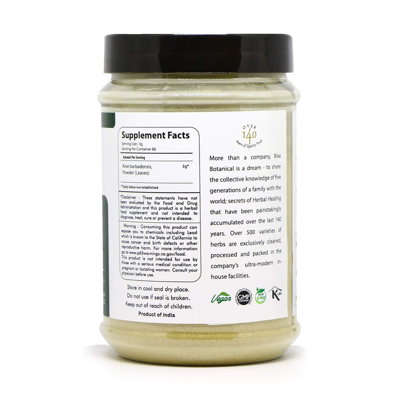 Aloe Vera Leaf Powder (Aloe barbadensis), Promotes Healthy Digestion System & Liver Functions l Skin Care | Superfood by Bixa Botanical - 7 Oz (200g) - BeesActive Australia