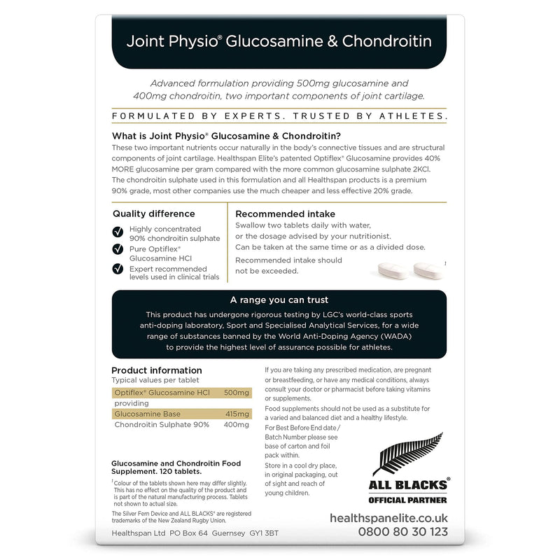 Healthspan Elite Glucosamine & Chondroitin Tablets (2 Months� Supply) | Optiflex Glucosamine & Chondroitin Sulphate to Support Joint Health | All Blacks Official Partner | Informed Sport Accredited - BeesActive Australia