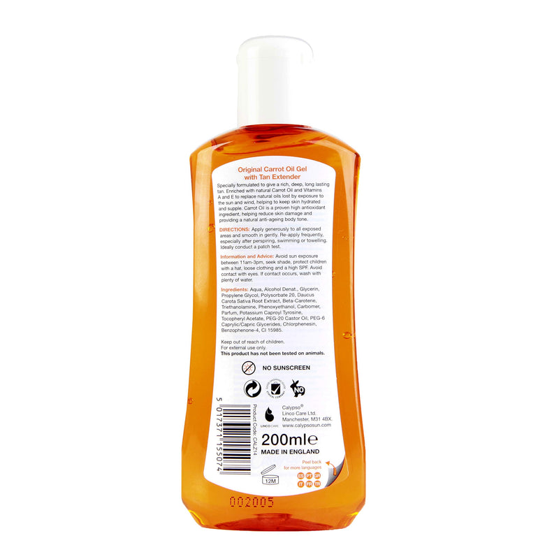 Calypso Carrot Oil Tan Extending Gel | Optimises Natural Tan | Added Moisturisers | 200Ml - BeesActive Australia