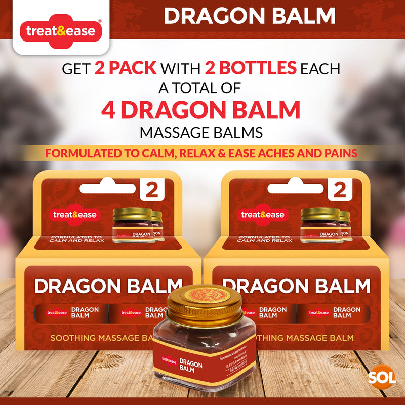 4pk SOL Dragon Balm Bundled with SOL Notebook | Tiger Red Balm | Massage Balm Rub | Heat Rub for Pain Relief | Muscle Rub | Headache Balm | Cream for Back Pain | Neck & Shoulder Rub | Oriental Balm - BeesActive Australia