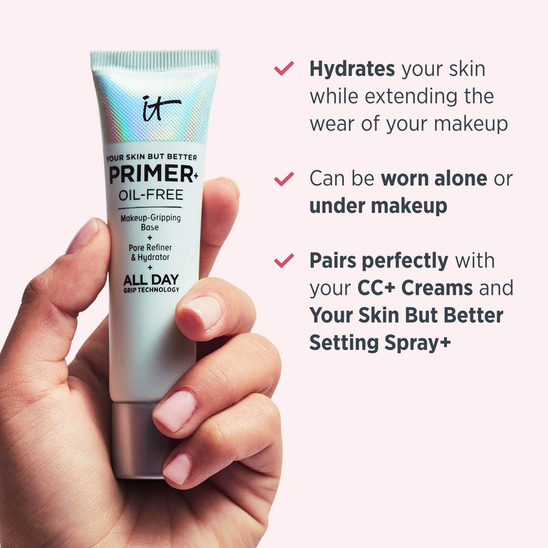 IT Cosmetics Your Skin But Better Makeup Primer+ - Extends Makeup Wear, Hydrates Skin, Refines the Look of Pores - With Glycerin, Bark Extract & Ginger Root Extract - Oil-Free Formula - BeesActive Australia