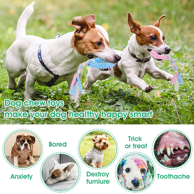 Cobee Puppy Teething Chew Toys, 4 Pcs Puppy Toys with Interactive Cotton Ropes for Teething Small Dogs, Rubber Puppy Chew Toys Cute Small Dog Toys for Dogs Oral Teeth Soothe Itching Puppy Chew Toys - BeesActive Australia