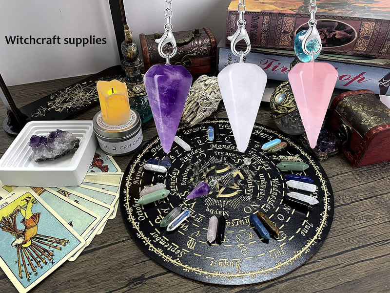 XIANNVXI 3 Pcs Crystal Pendulum Amethyst Rose Quartz Clear Quartz Pendulums for Divination Dowsing Pendulum Crystals Gemstones Cone Pendant Reiki Witchcraft Wicca Supplies A - Amethyst,rose Quartz,clear Quartz - BeesActive Australia