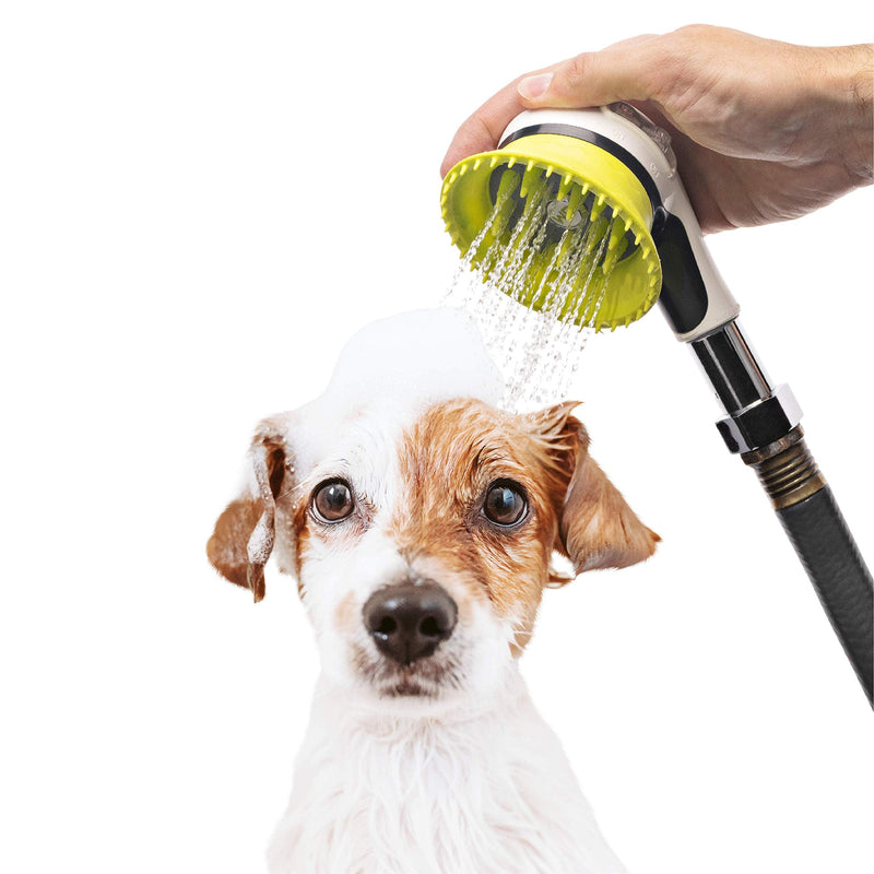 Wondurdog Outdoor Garden Hose Nozzle for Dog Washing with Splash Shield Handle and Rubber Grooming Teeth. Metal Connector and Water Pressure Control. Wash Your Pet. Don’t Get Wet! - BeesActive Australia