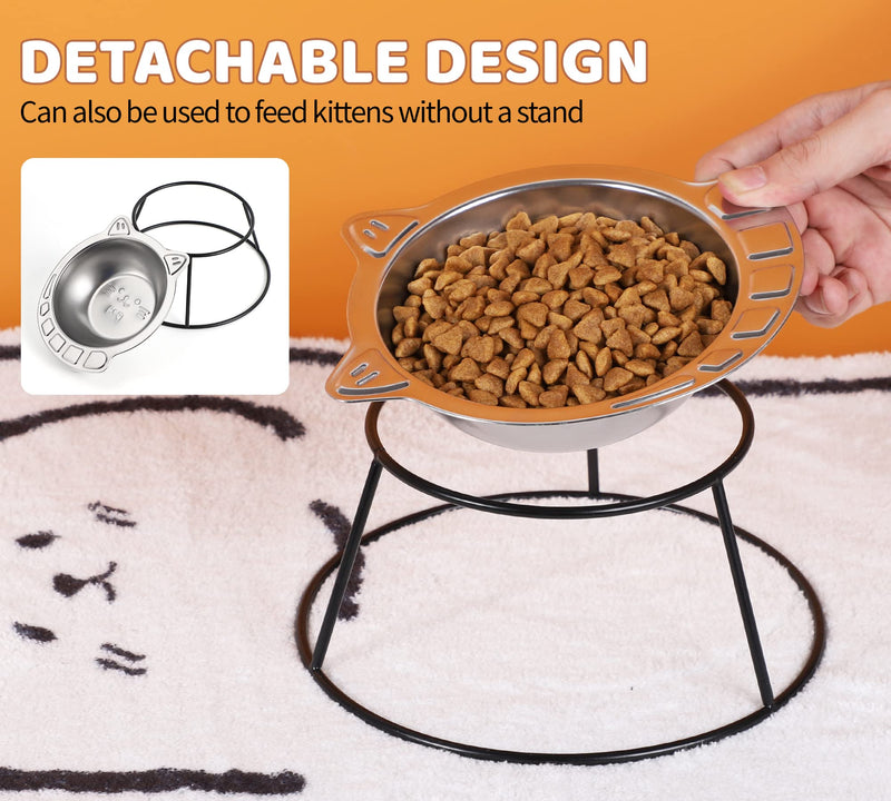 Nicelock Raised Cat Bowl Stainless Steel Small Cat Bowl Elevated Metal Cat Dish Kitten Bowl 12 floz - BeesActive Australia