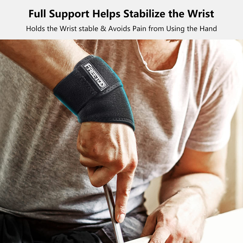 FREETOO Air Mesh Wrist Support for Carpal Tunnel support for pain relief, Compression Wrist Brace Wraps at Work for Women Men,Adjustable Wrist Guard Fit Right Left Hand for Arthritis Tendonitis DARK BLACK - BeesActive Australia