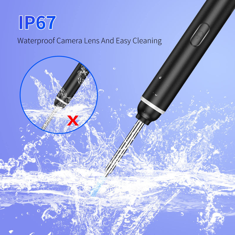 LMECHN Ear Wax Removal 1920P Wireless Ear Cleaner Otoscope with 8pcs Cleaning Kit 3.0mm Visual Ear Camera with 6 LED Lights Portable Endoscope Remover for iPhone, Ipad & Android Smart Phones (Black） Black - BeesActive Australia